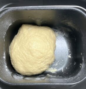 bread machine dough in pan