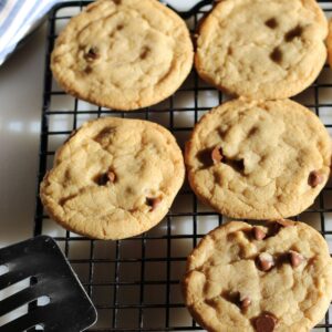dairy free chocolate chip cookies on cooling rack