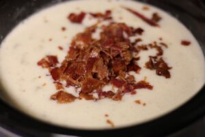 bacon added into crockpot pepperjack potato soup