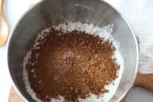 dairy free hot chocolate ingredients in mixing bowl
