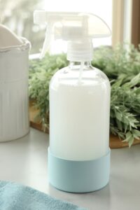 kitchen countertop spray on counter with cloth