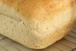 closeup of Italian herb bread showing Italian seasoning specks