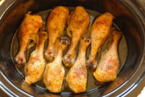 cooked chicken legs in crockpot