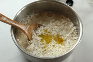 warm water & oil added to dry ingredients