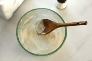 baking soda scrub mixture in a glass bowl
