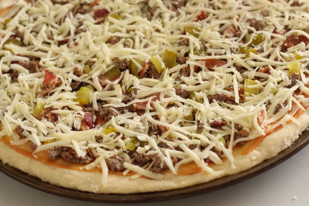 toppings added to cheeseburger pizza