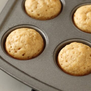 baked mini pancake bites fresh out of the oven still in muffin tin