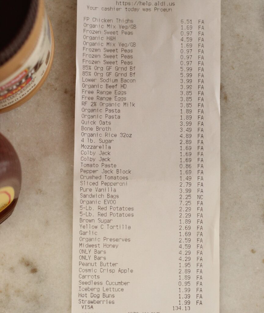 grocery receipt from Aldi